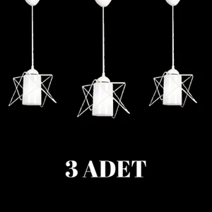 3 Adet Lüx Metal Avize Beyaz Mika