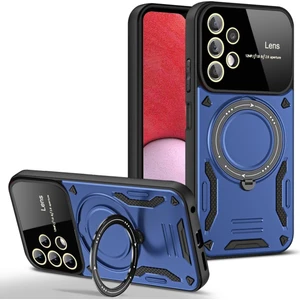  Samsung Galaxy A32 Kılıf Lens Korumalı Standlı Tasarım Korumalı Silikon Kapak - Lacivert