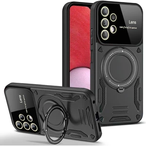  Samsung Galaxy A32 Kılıf Lens Korumalı Standlı Tasarım Korumalı Silikon Kapak - Siyah