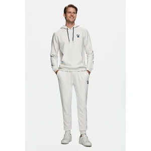 Luskın Bej Daralan Kesim Baskılı Standard Fit Erkek Eşofman Alt