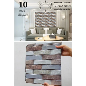 10ADET 30 x 30 cm  3D Kendinden Yapışkanlı Duvar Kaplama Su Geçirmez Dekorasyon Mutfak Banyo