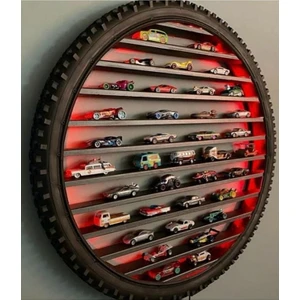 50 cm LED Işıklı Bisiklet Lastiğinden Arabalar Için Duvar Rafı