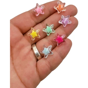 Ebruli Boncuk 12 mm Yıldız Akrilik Boncuk Takı Yapımı Bead (50 Gr)