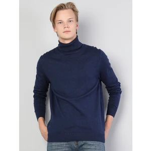 Slim Fit Balikci Erkek Mavi Kazak Cl1023624