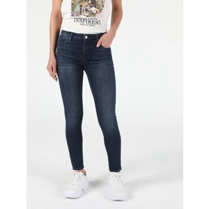 759 Lara Orta Bel Dar Paça Super Slim Fit Koyu Mavi Kadın Jean Pantolon