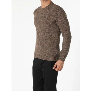 Slim Fit Yuvarlak Yaka  Erkek Sari Kazak