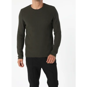 Slim Fit Yuvarlak Yaka  Erkek Yeşil Kazak