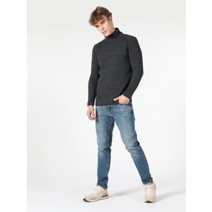 Slim Fit Balıkçı Yaka  Erkek Antrasit Kazak