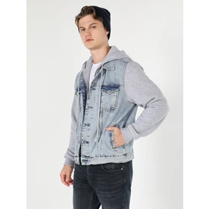 Regular Fit Kapüşonlu Jean Erkek Ceket Cl1060620