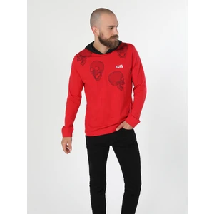 Regular Fit Yuvarlak Yaka Düz Erkek Kirmizi Uzun Kol Tişört