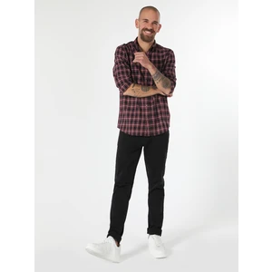 Regular Fit Kareli Kırmızı Erkek Uzun Kol Gömlek Cl1061717