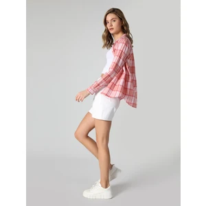 Regular Fit Shirt Neck  Kadın Pembe Uzun Kol Gömlek Cl1061880