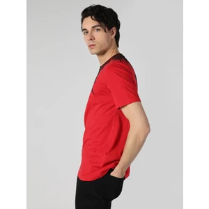 Regular Fit Yuvarlak Yaka Baskılı Erkek Kirmizi Kısa Kol Tişört Cl1062530