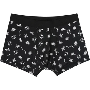 Modern Fit Baskılı Erkek Siyah Boxer