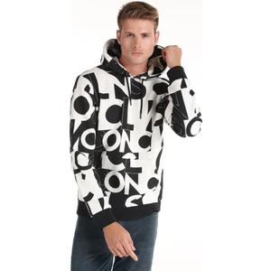 Regular Fit Baskılı Kapüşonlu Siyah Erkek Sweatshirt