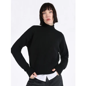 Regular Fit Balıkçı Yaka Siyah Kadın Kazak Cl1065641