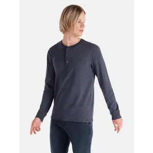Regular Fit Düğmeli Yaka Lacivert Erkek Uzun Kol Tişört Cl1065875