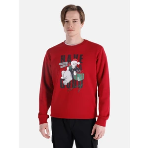 Regular Fit Baskılı Kırmızı Erkek Sweatshirt Cl1066431