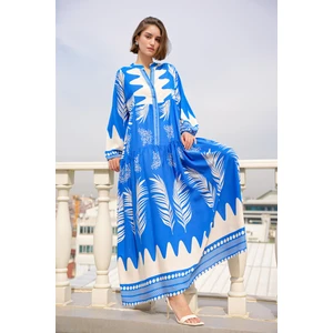 2423 Otantik Desenli Elbise - M. Saks