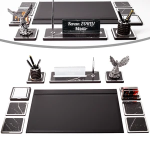 İsimlik Sepeti 10 Parça Mermer Desenli Kartal Sümen Takımı Ahşap Sümen Seti Gümüş Masa Isimliği