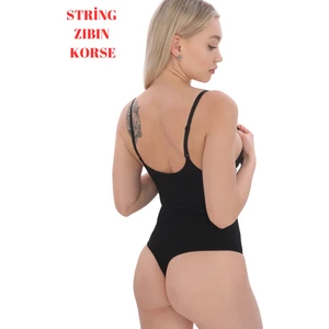 Emba Korse String Ayarlanabilir Askılı Alttan Çıtçıtlı String Zıbın Korse Sıkılaştırıcı Göğüs Toparlayıcı