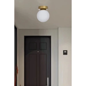 Çaça Modern Salon Mutfak Koridor Glop Beyaz Camlı Gold Eskitme Tekli Tavan Plofonyer Avize