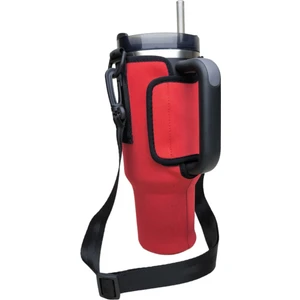 Quencher Pipetli 1.18 Lt Termos Uyumlu Askılı Neopren Koruma Termos Kılıfı ve Omuz Askısı KIRMIZI