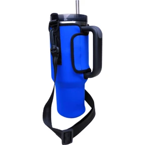 Quencher Pipetli 1.18 Lt Termos Uyumlu Askılı Neopren Koruma Termos Kılıfı ve Omuz Askısı MAVİ