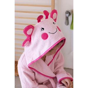 Zengin Home Kapüşonlu Çocuk Bornozu,Pamuklu,Kulaklı,Hayvan Figürlü-Kelebek