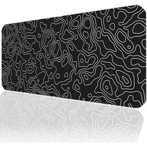Black Topography Map MP107030 Ilyuka Gaming Oyuncu Mousepad 70X30CM