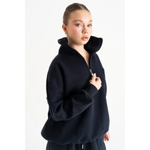 Yarım Yaka Fermuarlı Sweat Alt Üst Kadın Eşofman Takım