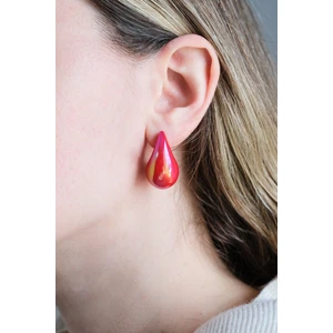 Kırmızı Pembe Rengi Bottega Gözyaşı Damla Model küpe