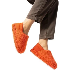 Kadın Lastikli Kaymaz Taban Peluş Havlu Kumaş Ev Ayakkabısı Panduf Turuncu