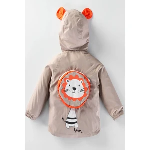 Yeni Sezon Sevimli Lion Sırt Çantalı Pamuk Astarlı Kulaklı Kapüşnlu Çocuk&bebek Yağmurluk Tulum Mont
