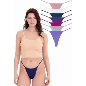 Kadın Ipli Brazilian Tanga 7li Külot Set Karışık Renkler KTS3022