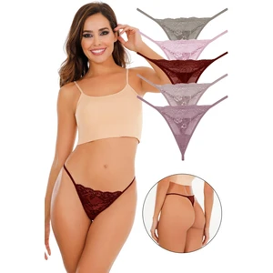 Kadın Ipli Dantelli Tanga 5li  Külot Set Karışık Renkler KTS3062 KARIŞIK MODEL5