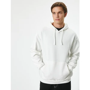 Oversize Sweatshirt Kapşonlu Uzun Kollu Kanguru Cep Detaylı Şardonlu