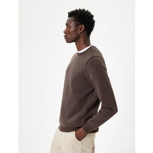 Bisiklet Yaka Sweatshirt Uzun Kollu Şardonlu