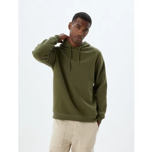 Kapşonlu Sweatshirt Basic Şardonlu Pamuk Karışımlı