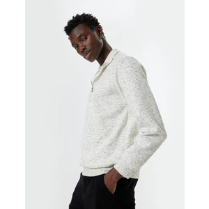 Yarım Fermuarlı Sweatshirt Dokulu Pamuklu