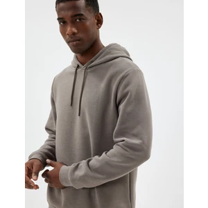 Kapşonlu Sweatshirt Basic Şardonlu Pamuk Karışımlı