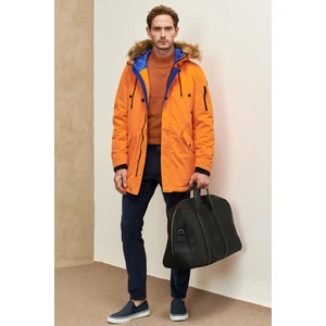 AC&Co / Altınyıldız Classics Erkek Turuncu Standart Fit Normal Kesim Kapüşonlu Kaban