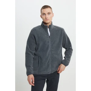 Altınyıldız Classics Erkek Antrasit-melanj Anti-pilling Tüylenme Yapmayan Standart Fit Dik Yaka Sweatshirt Polar Ceket