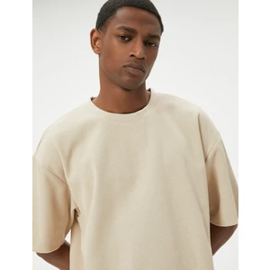 Basic Tişört Bisiklet Yaka Kısa Kollu Dokulu