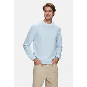 Valley Mat Mavi Bisiklet Yaka Baskılı Standard Fit Erkek Sweatshirt