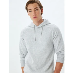 Kapşonlu Sweatshirt Basic Şardonlu Pamuk Karışımlı