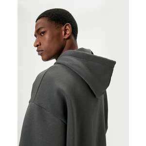 Oversize Sweatshirt Kapşonlu Uzun Kollu Kanguru Cep Detaylı Şardonlu