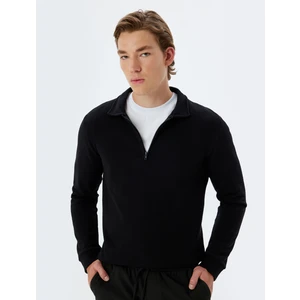 Polo Yaka Sweatshirt Yarım Fermuar Detaylı Uzun Kollu Pamuklu
