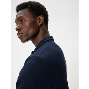 Yarım Fermuarlı Sweatshirt Uzun Kollu Dokulu Pamuk Karışımlı