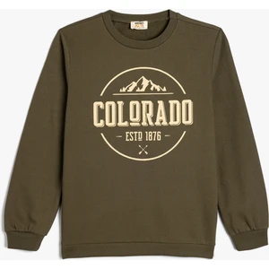 Sweatshirt Uzun Kollu Bisiklet Yaka Şehir Temalı Şardonlu